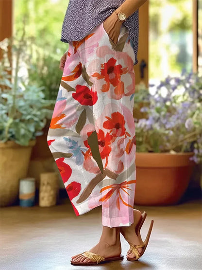 Broek met bloemmotief voor dames