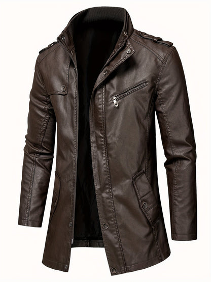 Cyrus Coat | Long Leather Coat