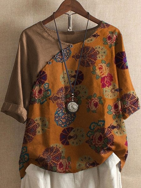 Vanessa | Bloemenpatroon Shirt met Korte Mouwen Boho Stijl