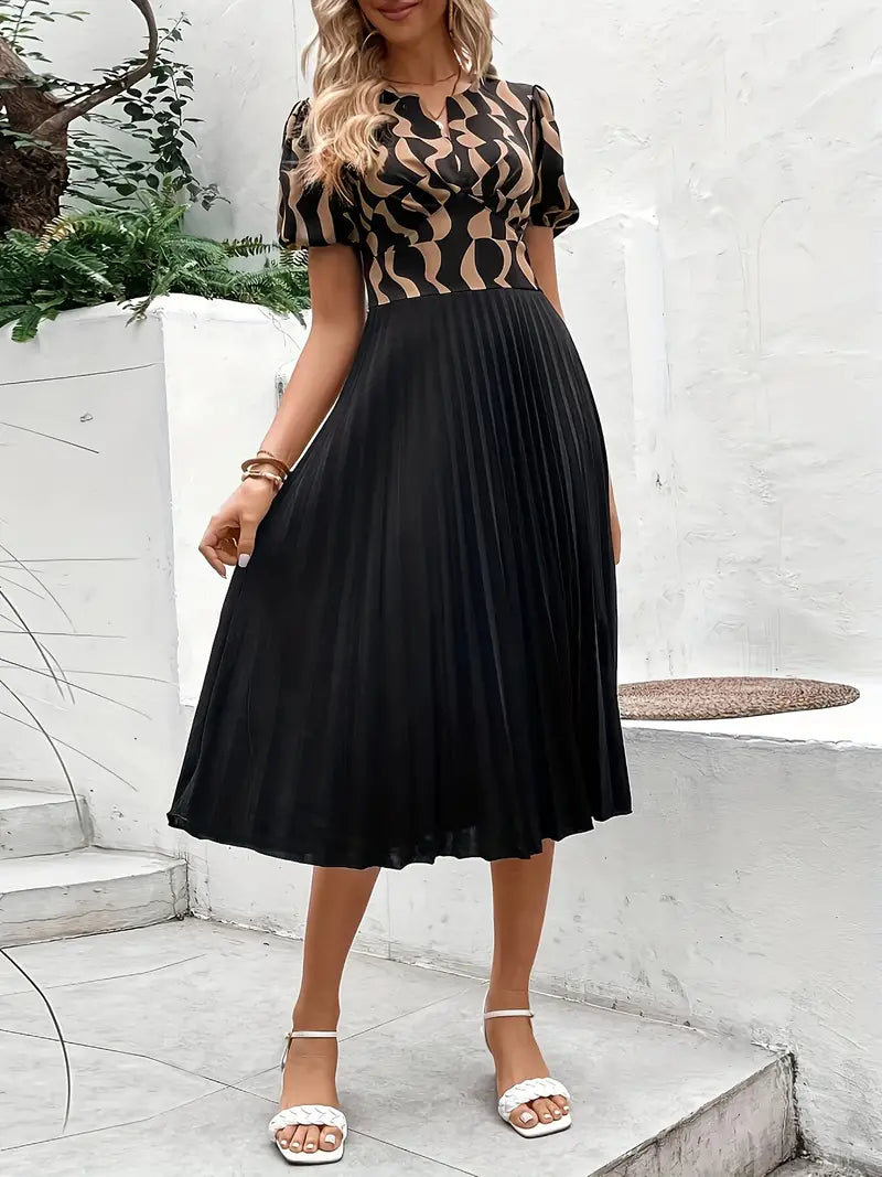 zomerjurk met korte mouwen en plooien