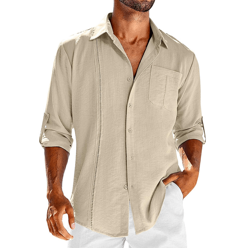 Adrien｜Relaxed fit linnen Cubaans overhemd