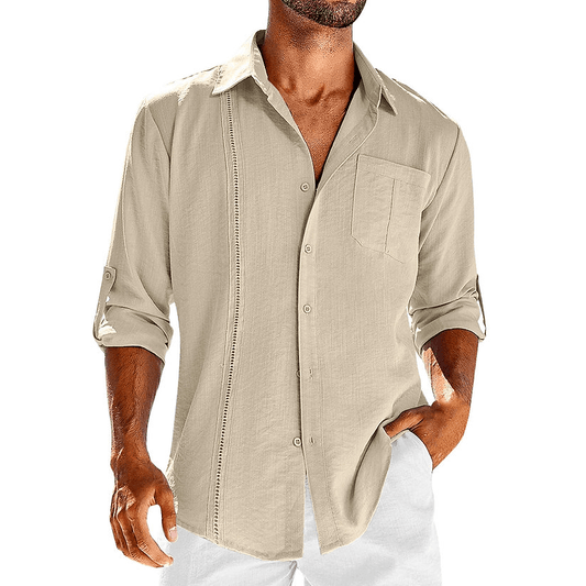 Adrien｜Relaxed fit linnen Cubaans overhemd