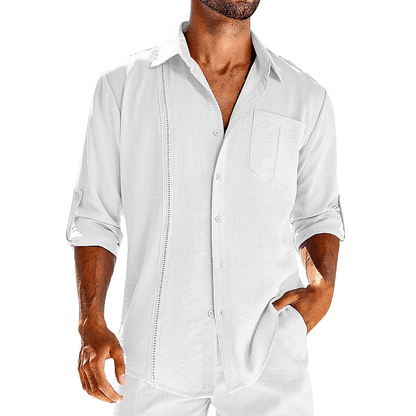 Adrien｜Relaxed fit linnen Cubaans overhemd