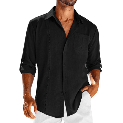 Adrien｜Relaxed fit linnen Cubaans overhemd