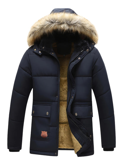 Casual polyester winterjas met capuchon voor mannen | Perfect voor buitenactiviteiten