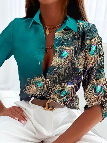 Blouse met verenpatroon voor dames