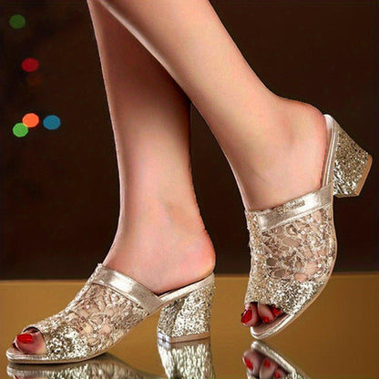 Luz® | Vrouwelijke sandalen met sprankelende pailletten