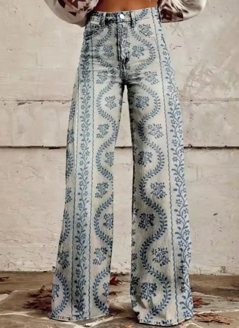 Wijde broek met kleurrijke print