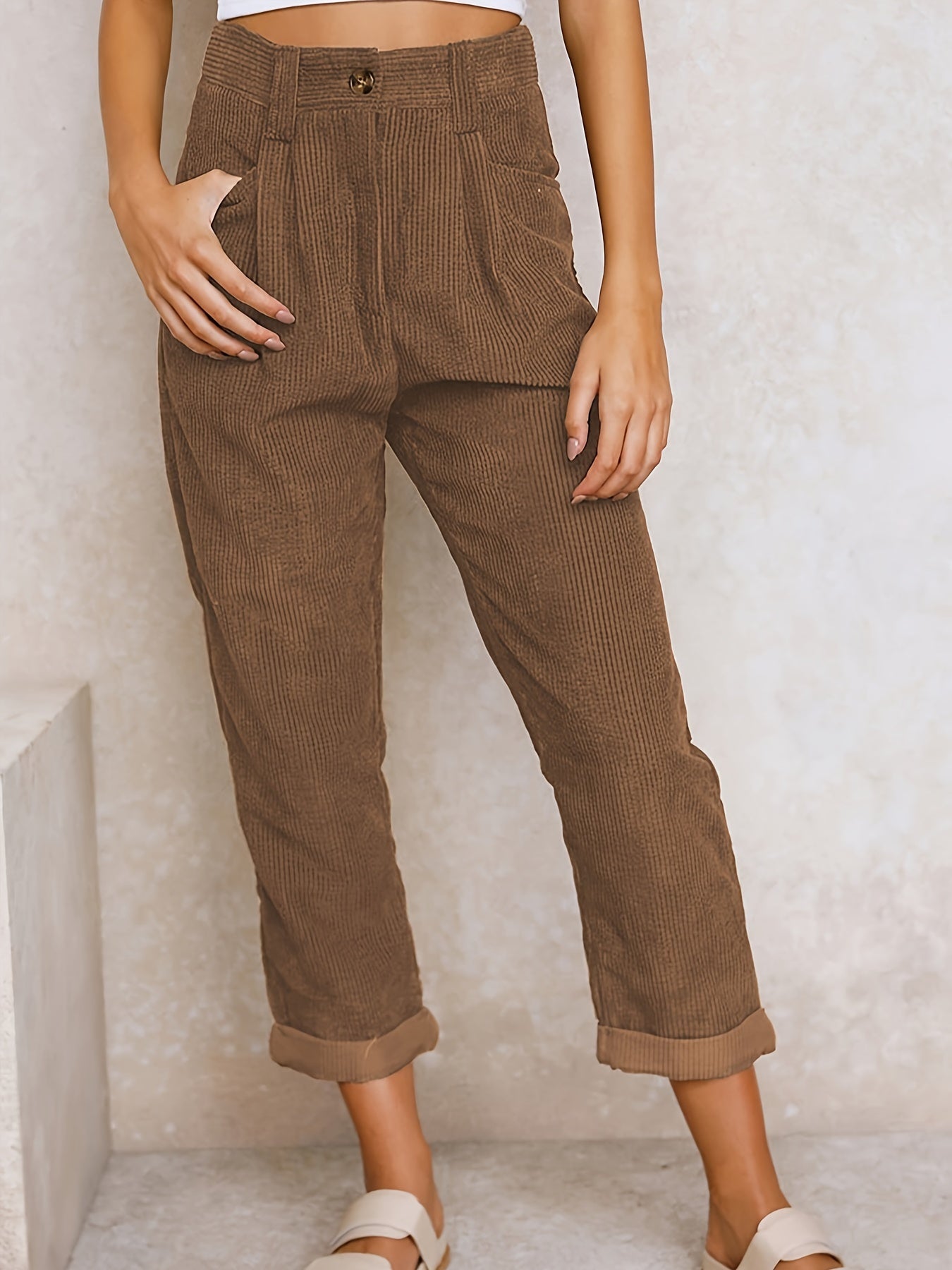 Corduroy broek met rechte pijpen voor dames