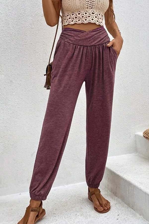 Temperament casual losse zak hoge taille broek
