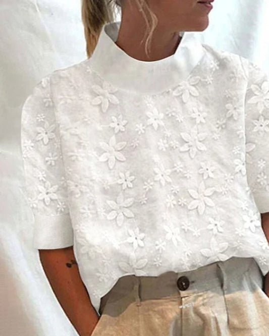 Robijn - Trendy katoenen blouse met opstaande kraag