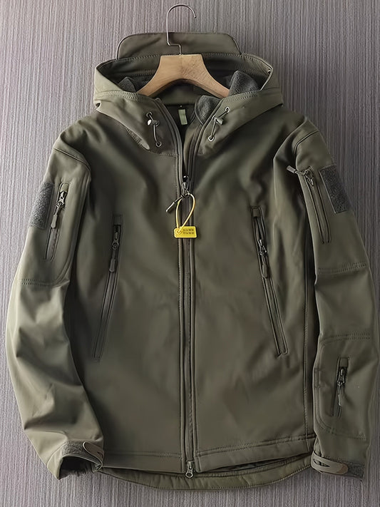 Warme Unicoloured Windproof Outdoor Jas Met Zakken Voor Mannen | Perfect voor buitenactiviteiten