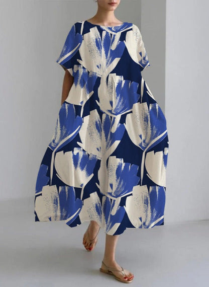 Jamie - Losse high-end mode-jurk met ronde hals