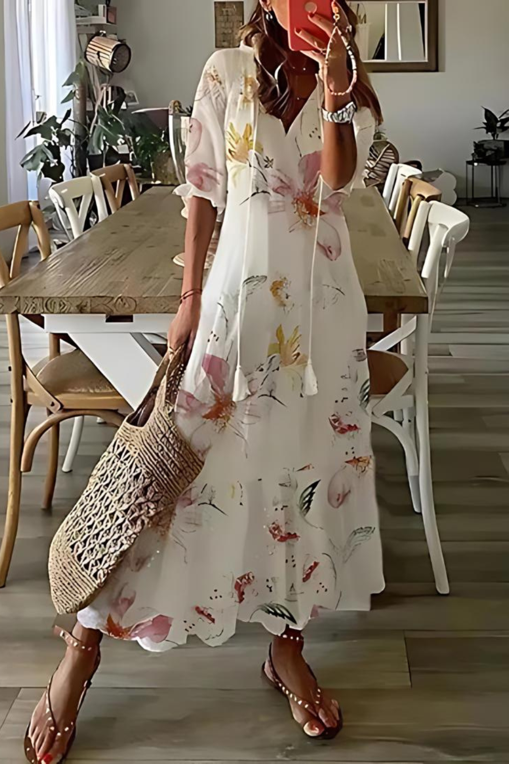 Anouk - Lange Elegante Bloemenjurk