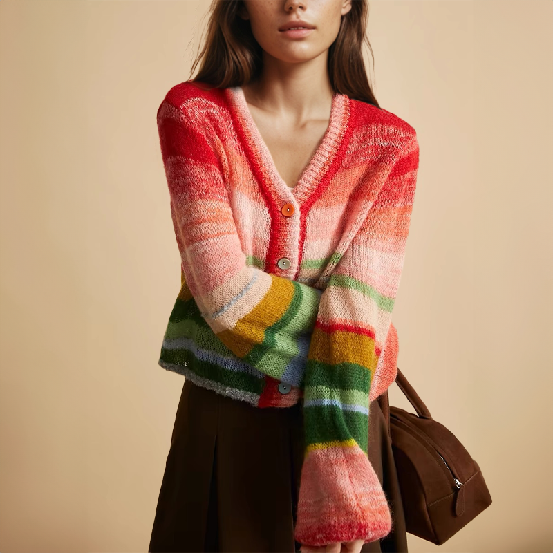 Quyen Vest | Regenboog Gestreept Button-Up Vest