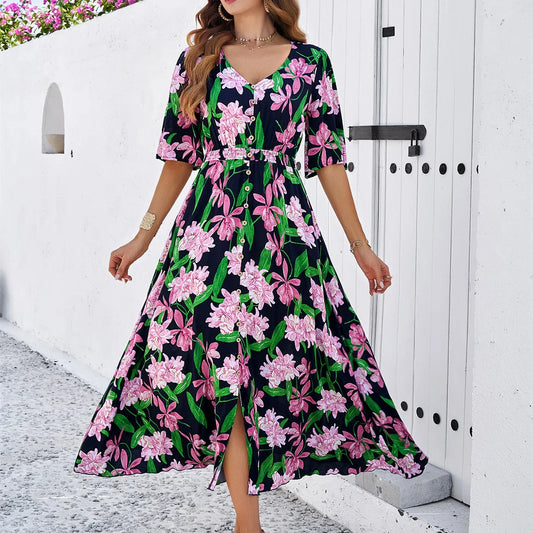 Astrid - Elegante Jurk met Bloemenprint