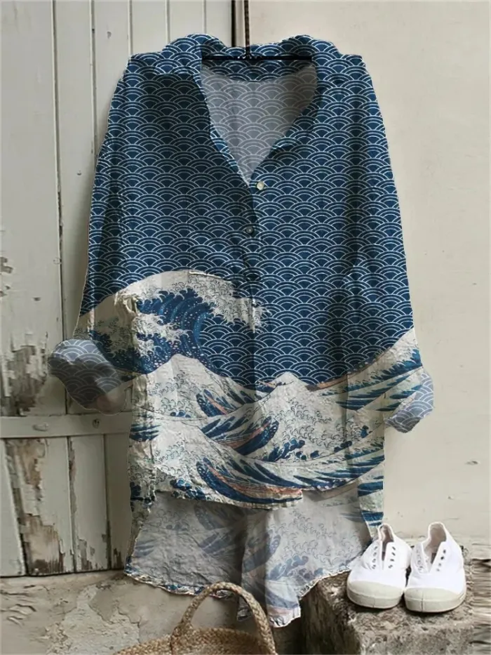 Austrea Japanse casual jurk met korte mouwen en matrozenstijl