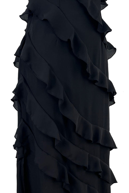 Aviva Zijden chiffon halterjurk met split