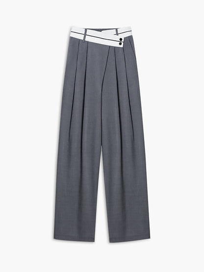 Mona - Broek met wijde pijpen en asymmetrische tailleband
