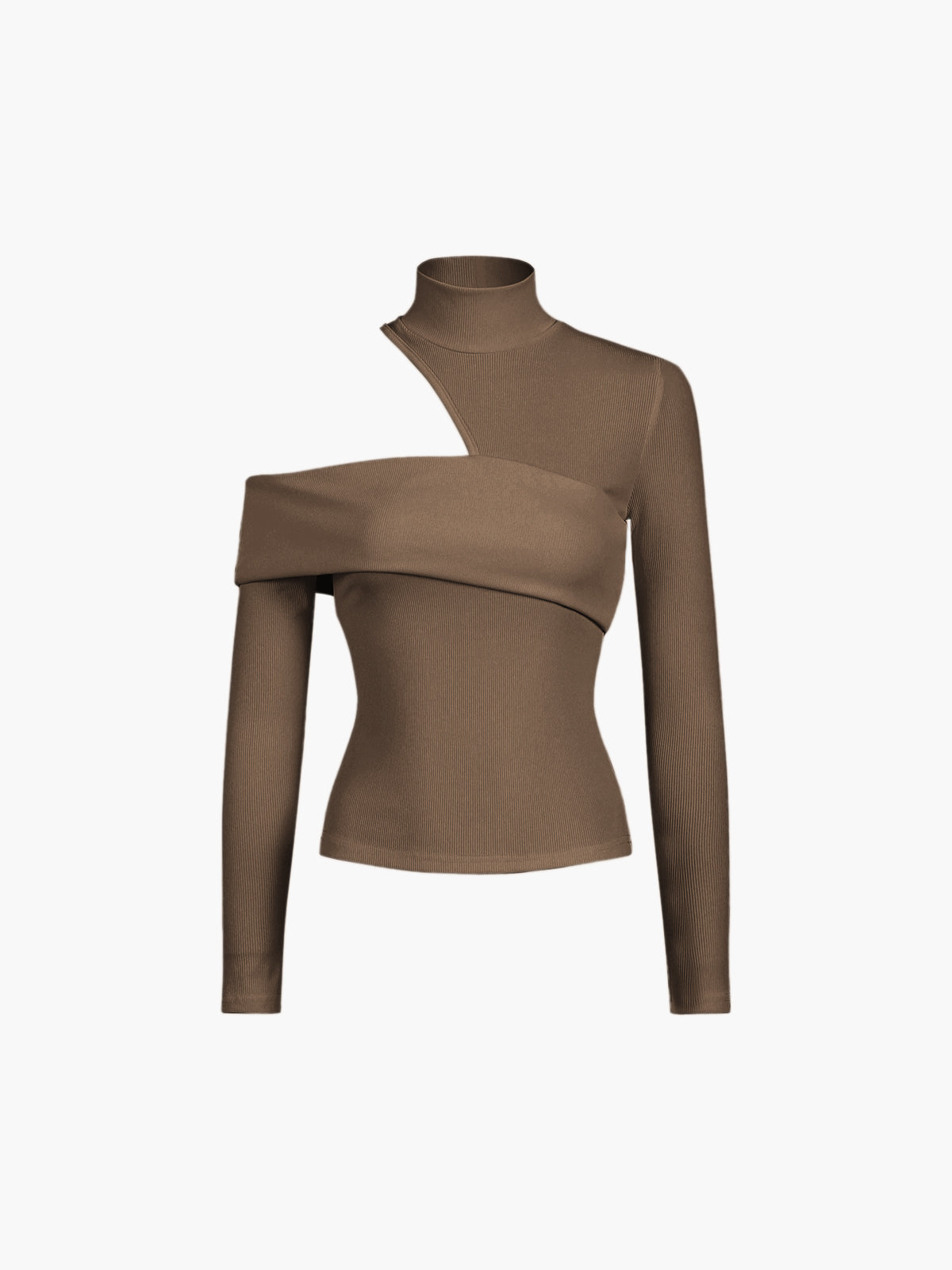 Oblique Cutout Rib Long Sleeve | Dames Topje