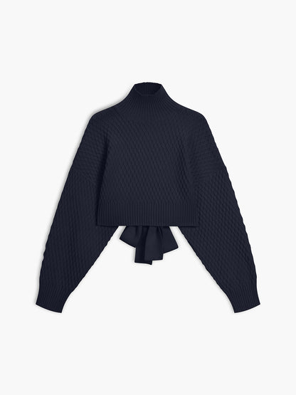 Dames Trui | Tie Back Mock Neck Sweater