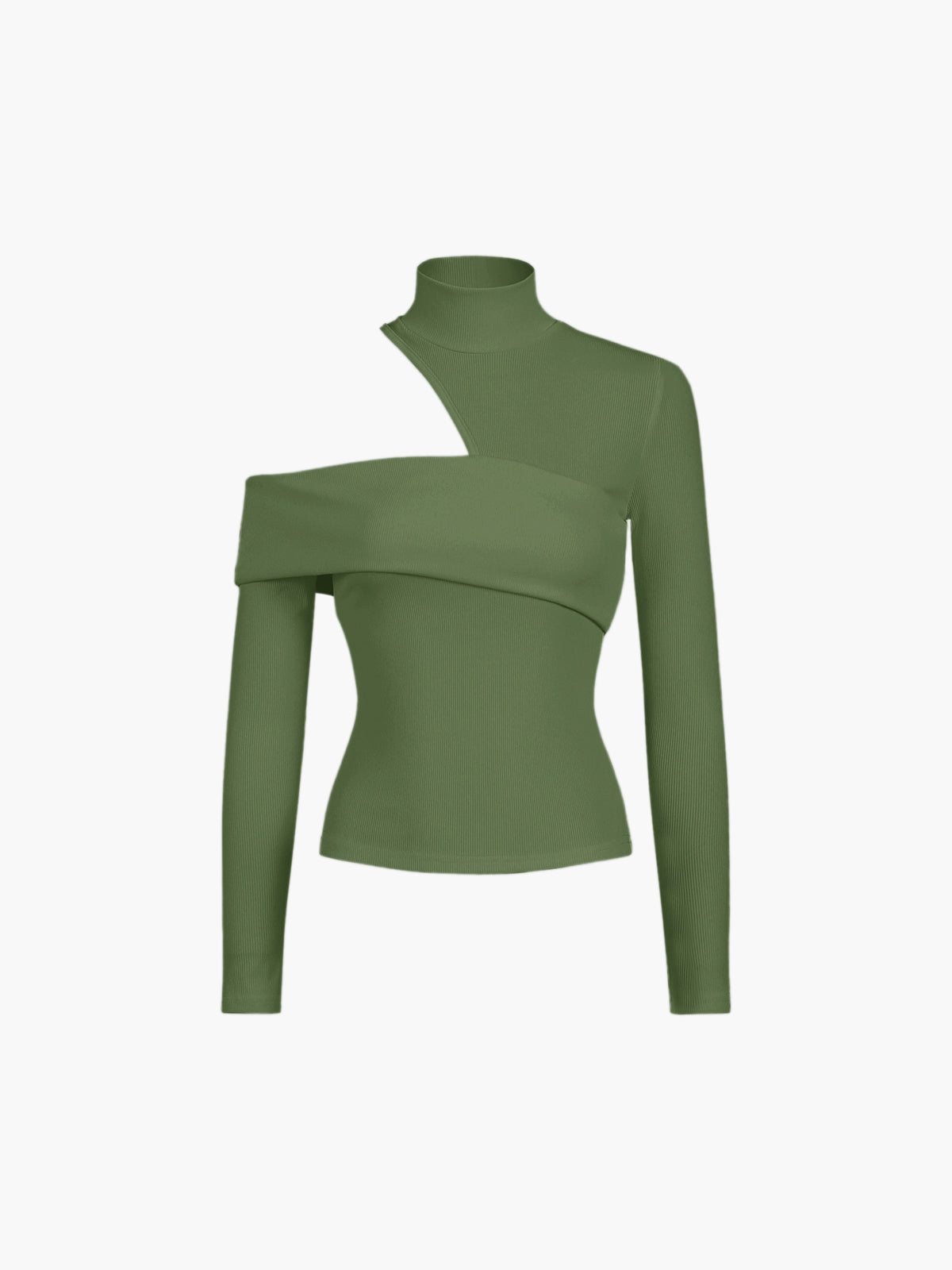 Oblique Cutout Rib Long Sleeve | Dames Topje