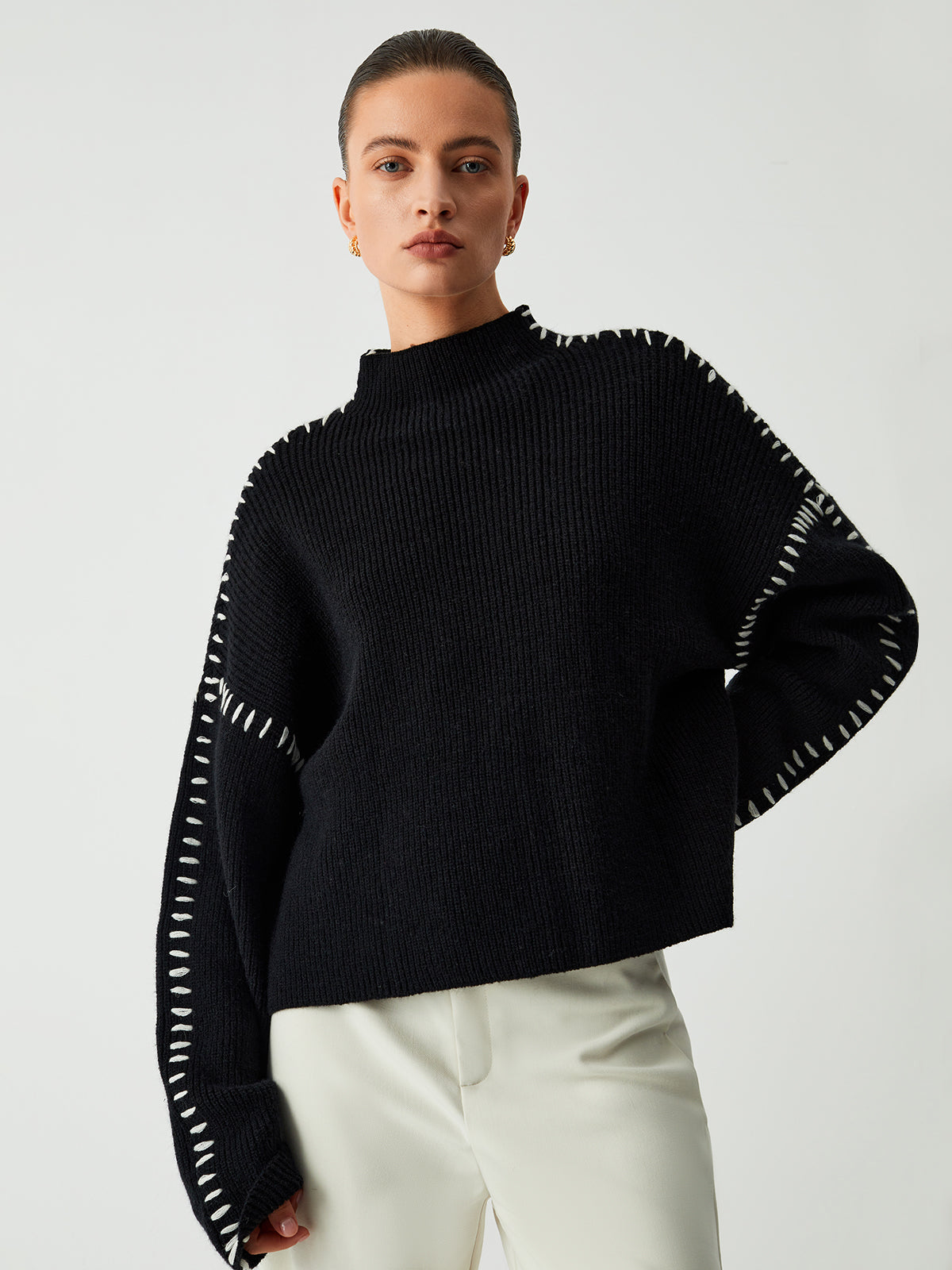 Shift The Focus | Oversized Mock Neck Sweater/Trui Dames