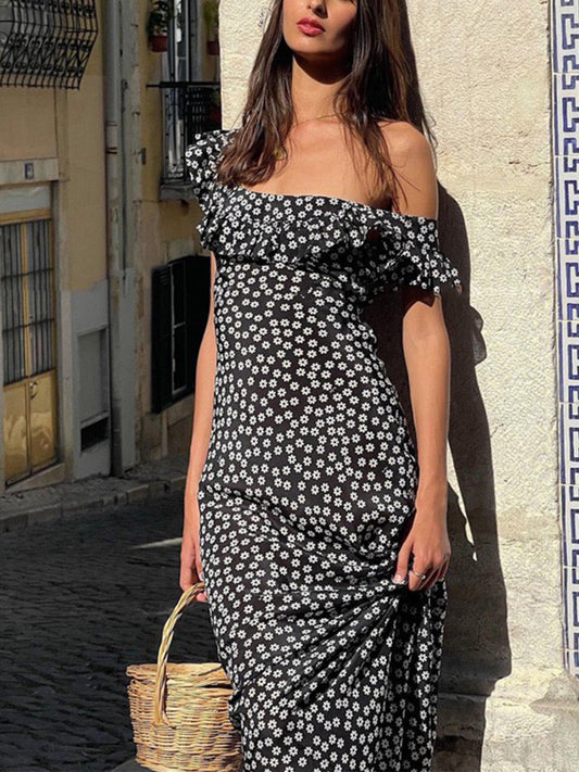 Stijlvolle lange jurk met bloemenprint en moderne stijl