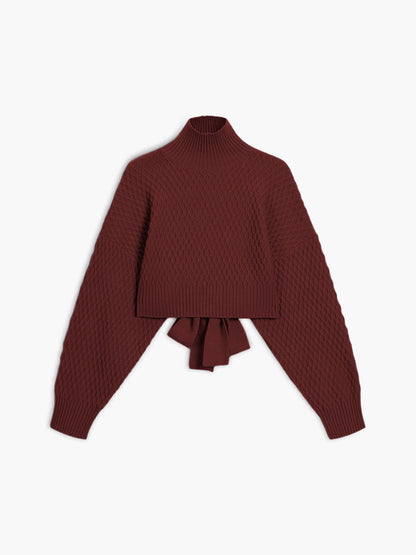 Dames Trui | Tie Back Mock Neck Sweater