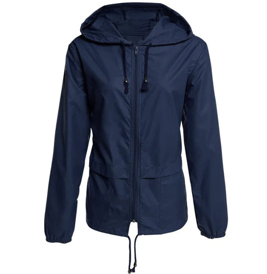 Casual halflang regenjack met ritssluiting en capuchon voor dames | Perfect voor herfst/winter