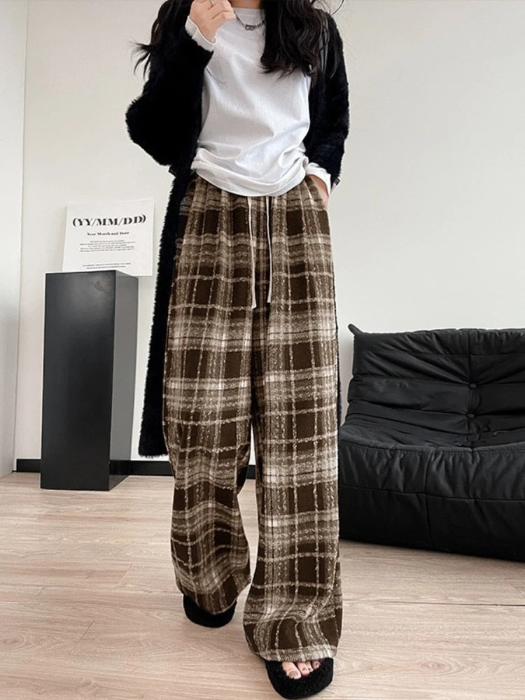Tara | Vintage ruit broek van wol