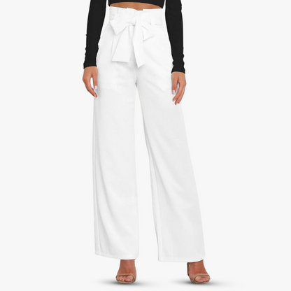 Wijde stoffen broek voor dames met bindceintuur