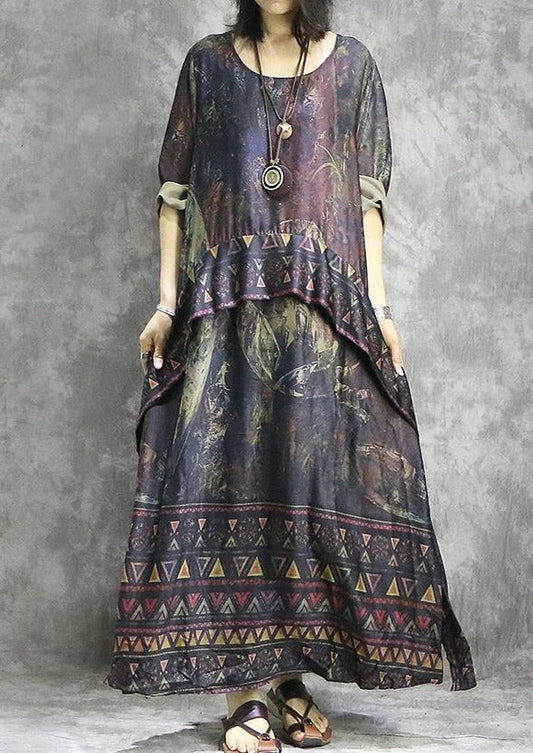 Mooi met wijde pijpen broek zijden kleding vrouwen stijlvolle shirts rode prints tuniek jurk zomer twee stuks