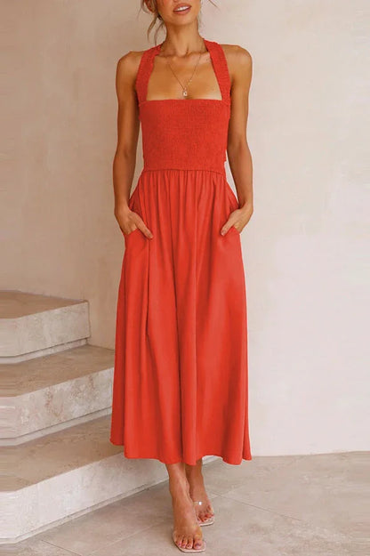 Bendetta midijurk met zakken en gerimpelde gekruiste rug