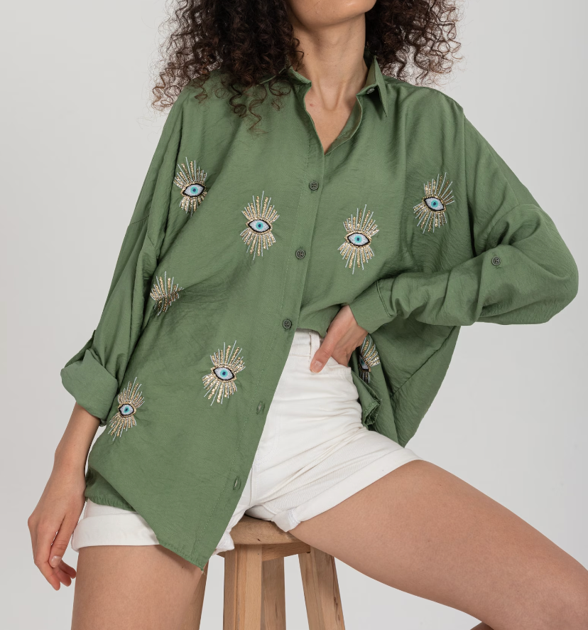 Lizabel - Tendance Blouse Créative Design Yeux pour Femmes