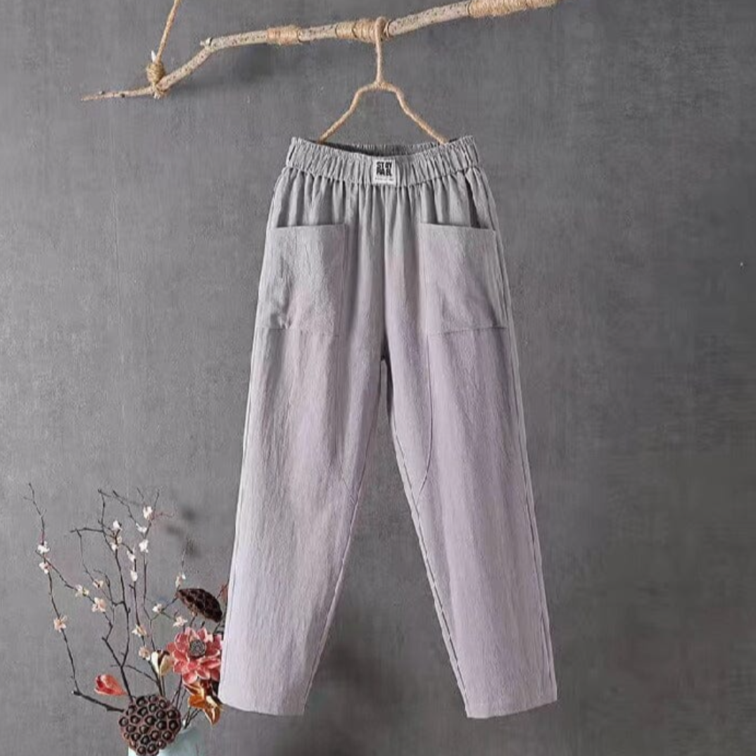 MARIKA - Linnen broek met elastische tailleband