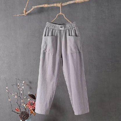 MARIKA - Linnen broek met elastische tailleband