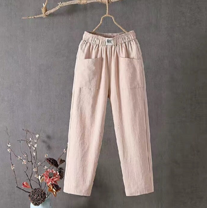 MARIKA - Linnen broek met elastische tailleband