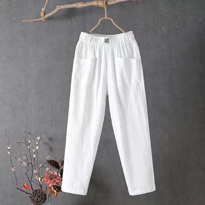 MARIKA - Linnen broek met elastische tailleband