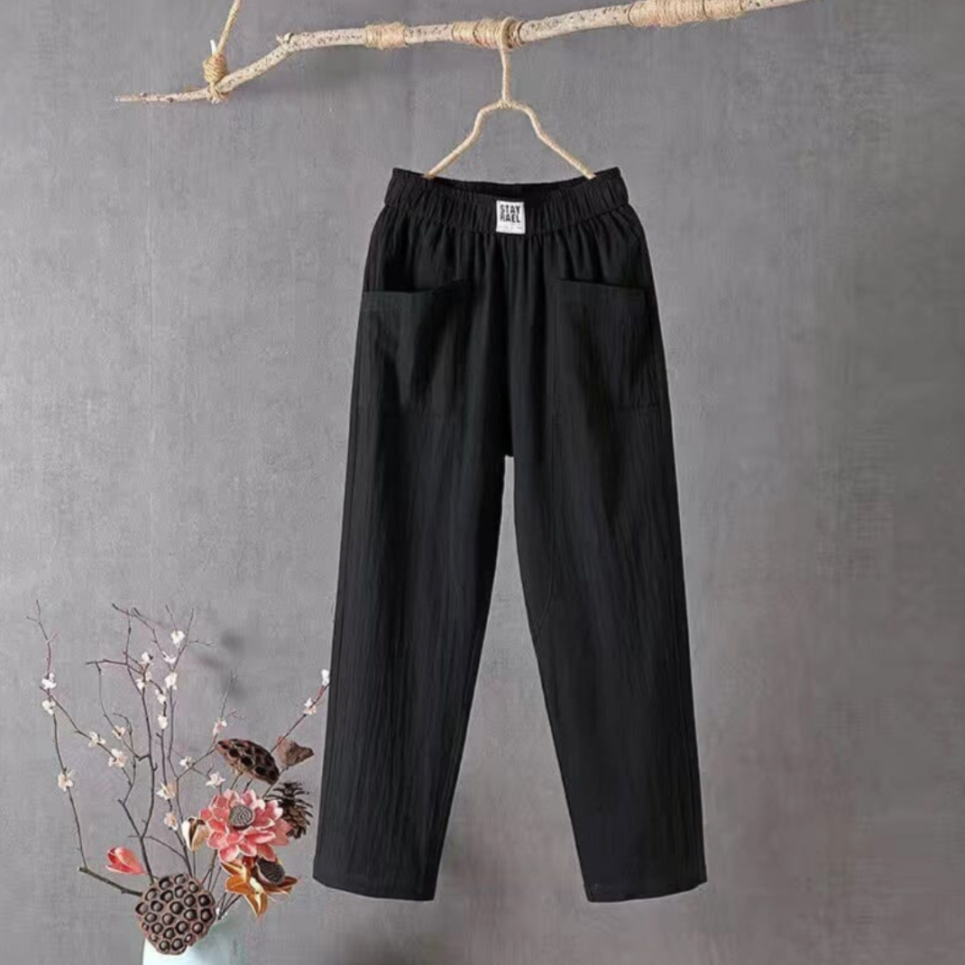 MARIKA - Linnen broek met elastische tailleband