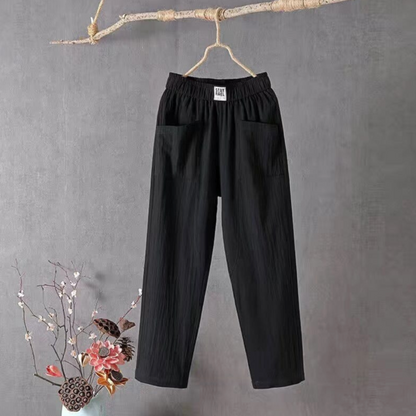 MARIKA - Linnen broek met elastische tailleband