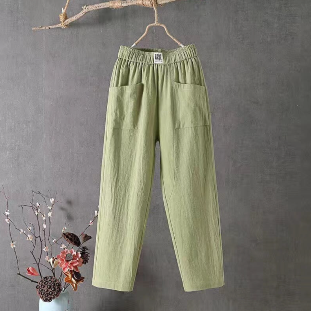 MARIKA - Linnen broek met elastische tailleband
