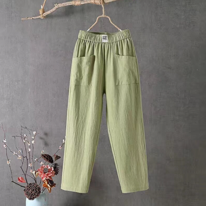MARIKA - Linnen broek met elastische tailleband