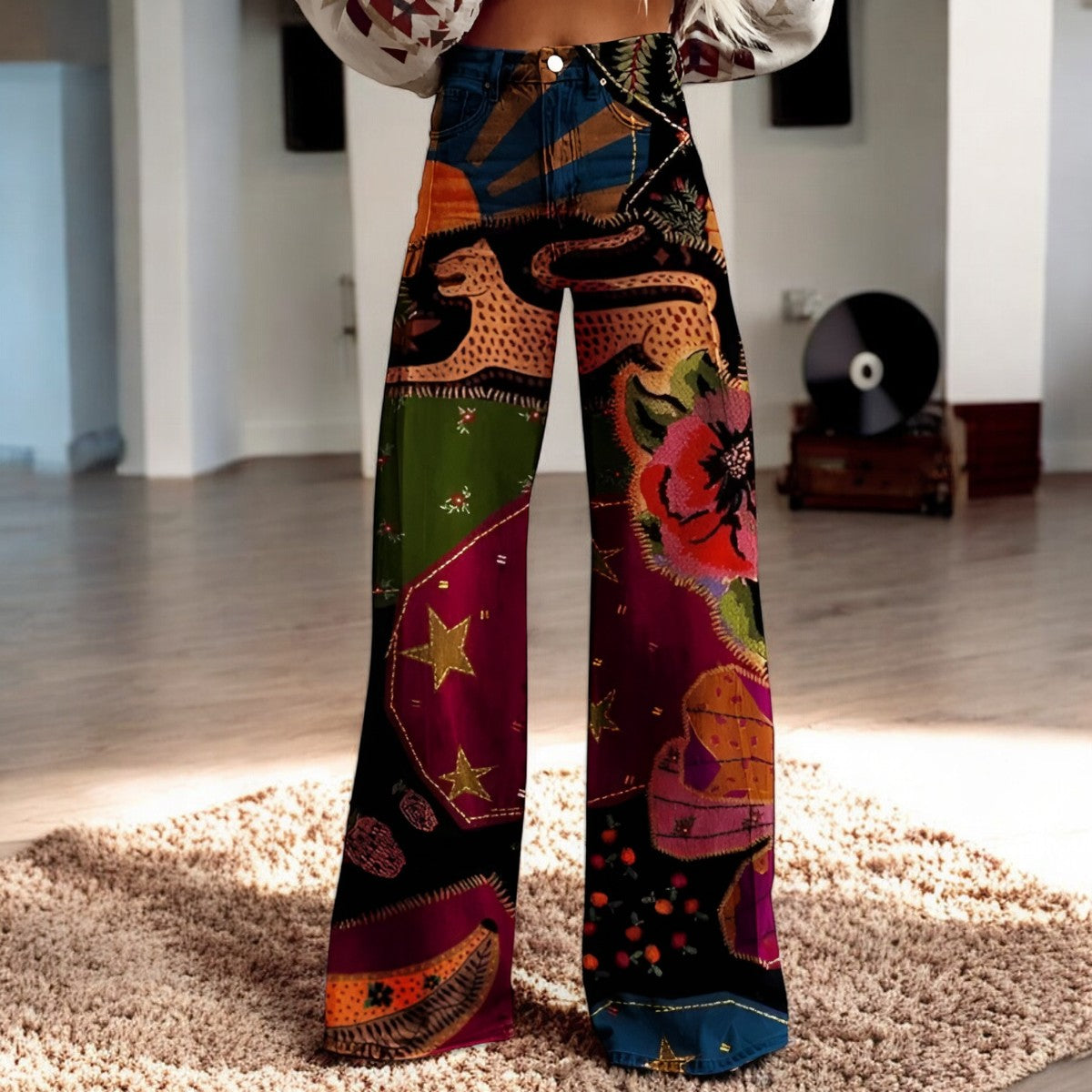 Luna | Wijde Broek met Bloemenprint | Boho Chic | Zachte Stof