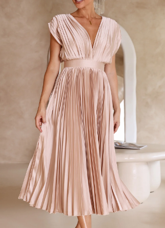 Bliss Effen lange jurk met korte mouwen