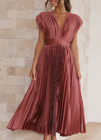 Bliss Effen lange jurk met korte mouwen