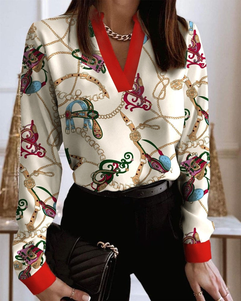 Blouse – V-hals & Ruimvallend Ontwerp