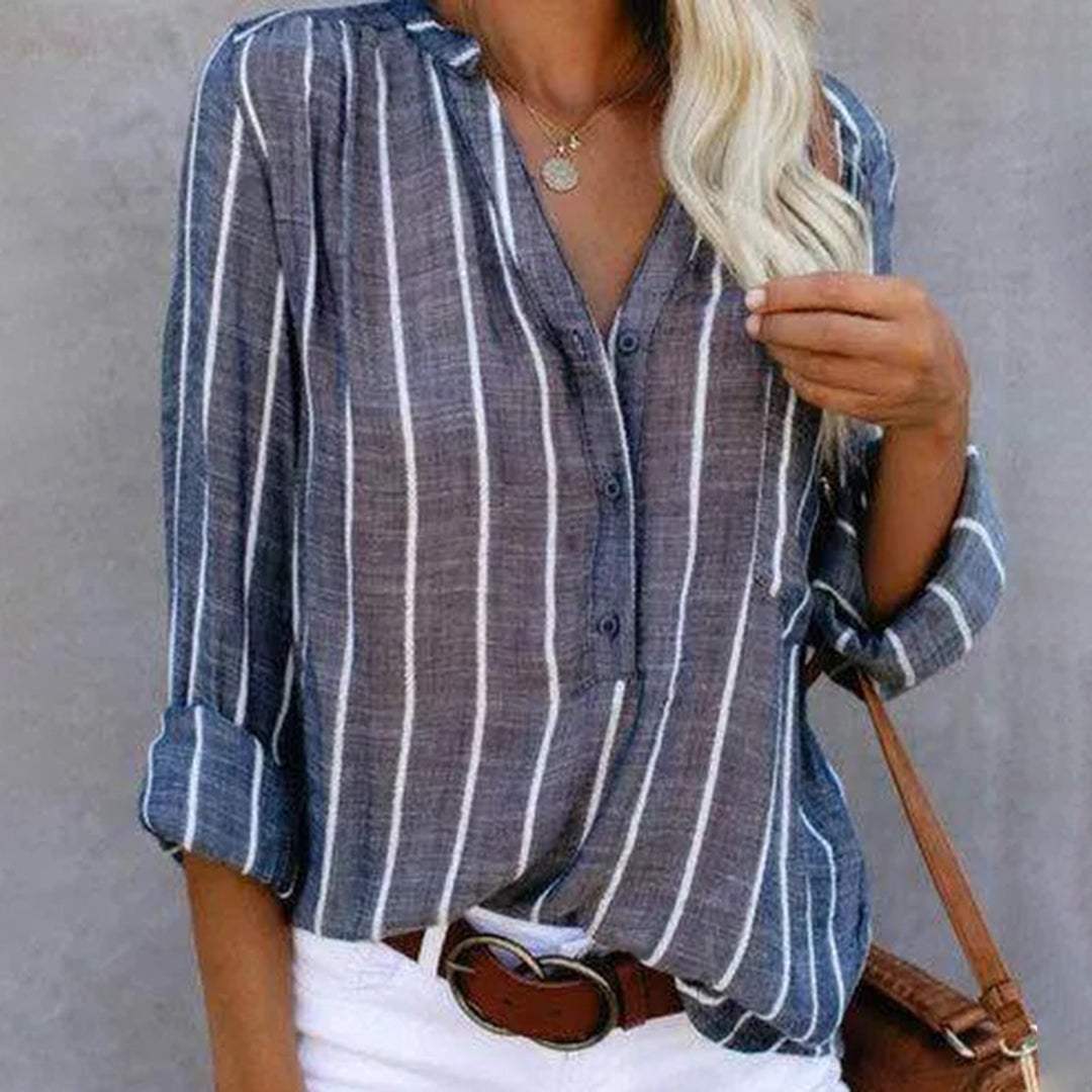 Gestreepte Blouse - Casual Chic - Luchtig - Ideaal voor Kantoor en Weekend