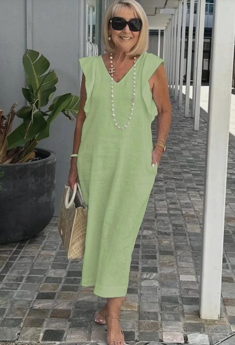 Braelyn Casual jurk van katoen en linnen