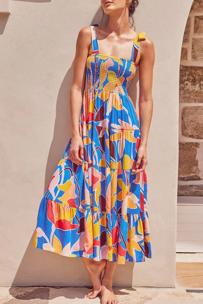 Brigitta Bedrukte jurken met dunne bandjes en trendy bohemian prints